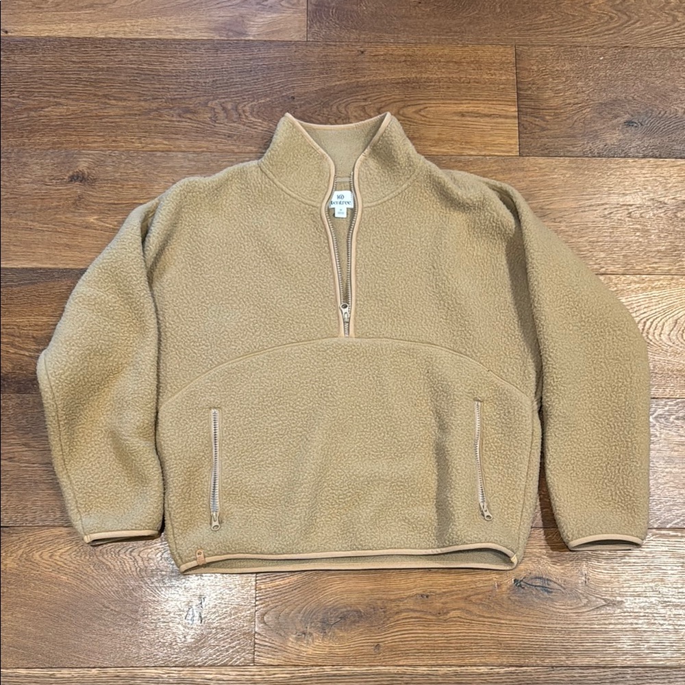 Tentree Tan Half-Zip Fleece Hoodie